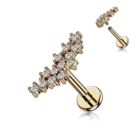 Cluster of Prong Set CZ Top on Internally Threaded 316L Surgical Steel Flat Back - Picture 4 of 6